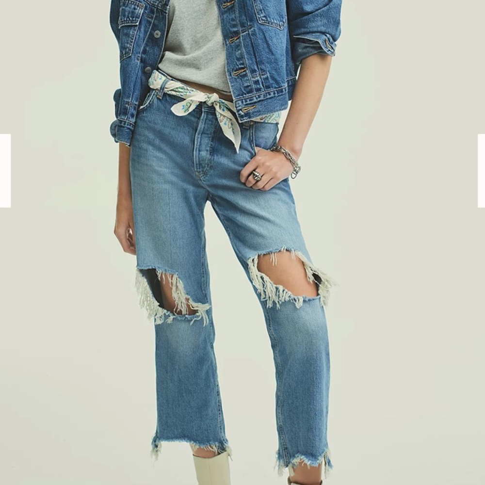 NWT Feel People Maggie Mid-Rise Straight-Leg Jeans Size 26 Light Stone Wash - Picture 8 of 14